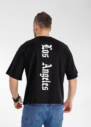 Чоловіча футболка з принтом на спині los angeles кулір однотонна