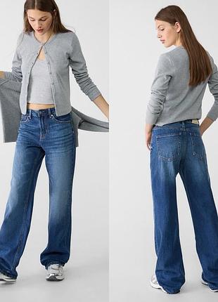 Stradivarius, новые широкие джинсы прямого кроя d92, р.26