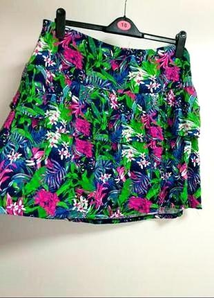 Сочная юбка в цветочный принт с воланом #420#