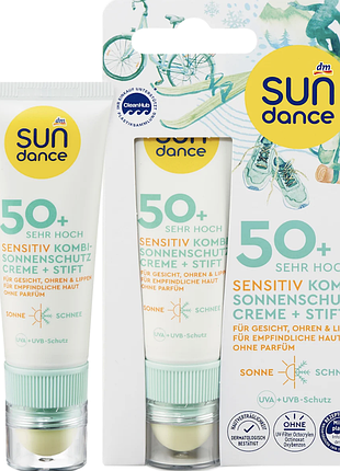 Сонцезахисний крем + бальзам для губ sundance sonnenschutz kombi gesicht creme + stift sensitiv lsf5