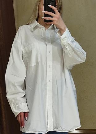 Белая рубашка оверсайз h&amp;m