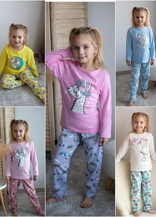Легкая пижама хлопковая для девочек, комплект домашний хлопковый с котиками, с котиком