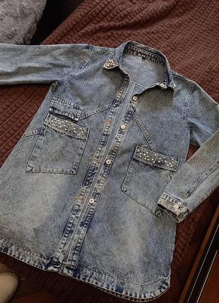 Джинсова куртка джинсовка подовжена