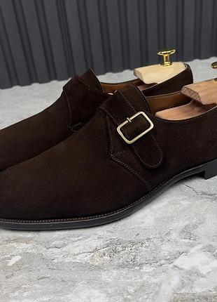 Edward green shelley monk straps dress derby brown чоловічі туфлі монки оригінал 43 eur