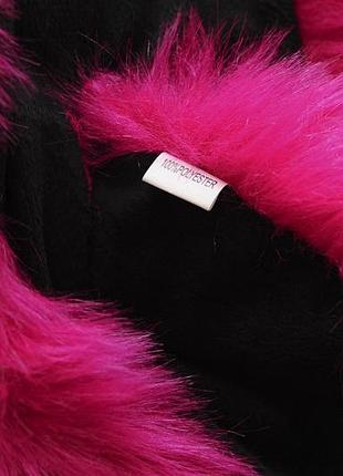 Меховой шарф воротник с прорезью. малиновый цвет, фуксия.