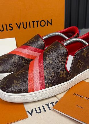 Louis vuitton frontrow monogram slip sneaker brown женские слипоны кроссовки оригинал 38.5 eur