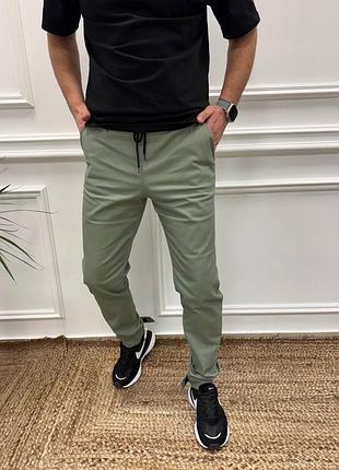 Чоловічі джогери з липучкою однотонні штани