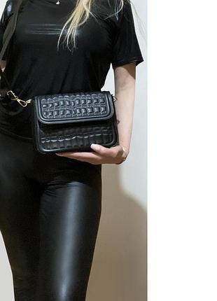 21х17 см новая кожаная сумка клатч эко кожа черная кожзаменитель