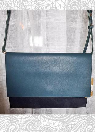 Клатч новый замша кожа темно синий и цвет морской волны clarks