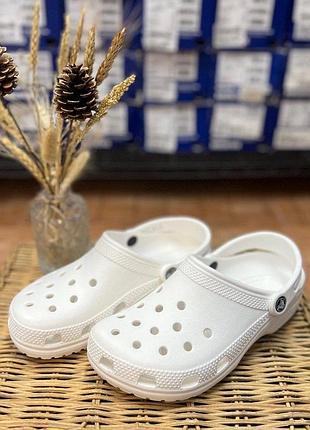 Крокси білі crocs classic clog white чоловічі жіночі сабо