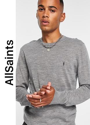 Джемпер allsaints mode merino crew у сірому меланжевому кольорі