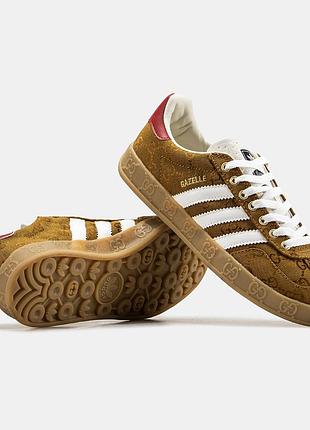 Чоловічі кросівки adidas gazelle gucci pads gg new brown