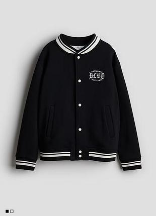 H&m демисезонная подростковая куртка оверсайз стильный бомбер с принтом h&m р.170 см/14 +