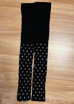 Капронові чорні лосини колготи в горошок срібний h&m