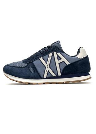 👟 чоловічі кросівки armani exchange ax navy white  👟