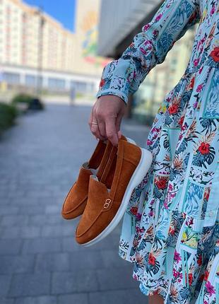 Лоферы женские kati shoes 141 оранжевый (весна-осень, замша натуральная) (5411)5 фото