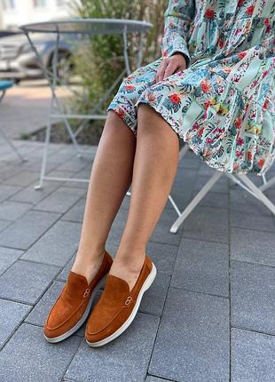 Лоферы женские kati shoes 141 оранжевый (весна-осень, замша натуральная) (5411)6 фото