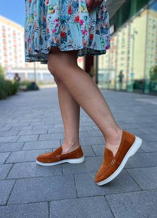 Лоферы женские kati shoes 141 оранжевый (весна-осень, замша натуральная) (5411)