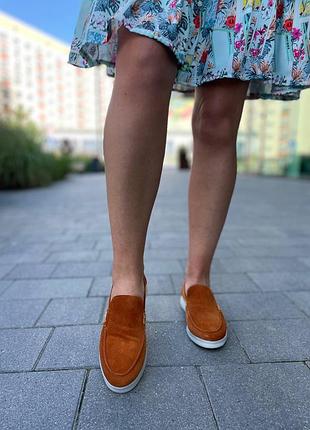 Лоферы женские kati shoes 141 оранжевый (весна-осень, замша натуральная) (5411)4 фото