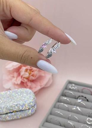 Серебряная кольца сердечко с крыльями
