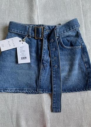 Спідниця міні джинсова з поясом