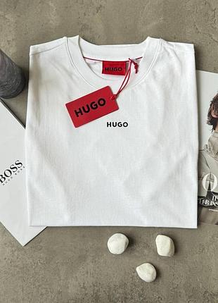 Белая мужская футболка с коротким рукавом hugo boss