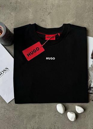 Черная мужская футболка с коротким рукавом hugo boss