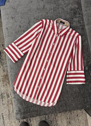 Блузка рубашка в полоску красное белоснежное van laack
