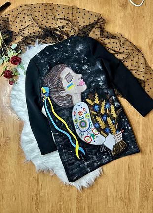 Жіноче пальто піджак арт розпис