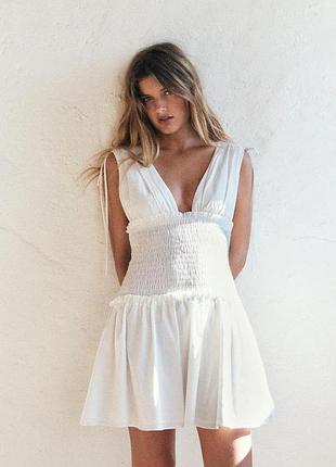 Поплінова сукня із зав’язками zara