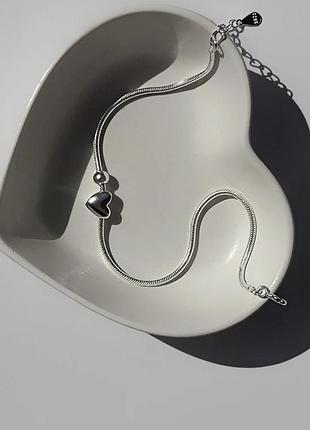 Серебряный браслет с сердцем и шариком s925