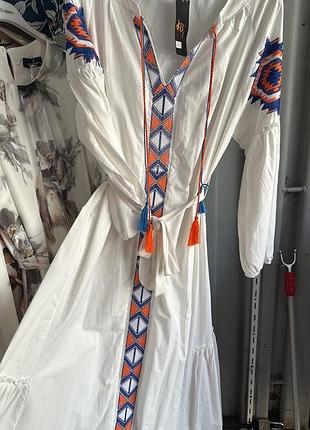 Платье удлиненное, хлопок с вышивкой