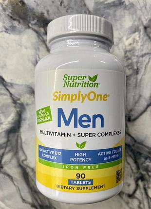 Super nutrition, simplyone, мультивитамины с зеленью, специями, антиоксидантами для мужчин, 90шт