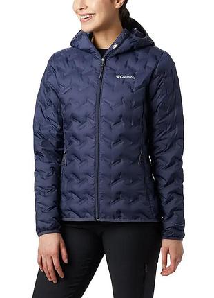 Синий женский ультралегкий пуховик куртка columbia delta ridge hooded jacket колумбыя колумбия