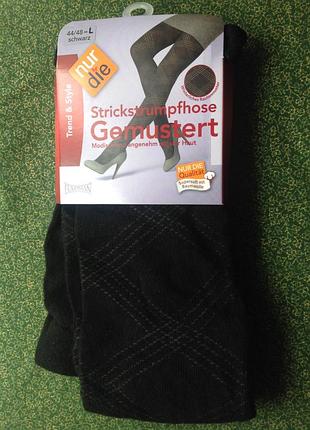 Тёплые колготки nur die, германия, размер l (44-48 немецкий), 77% хлопка