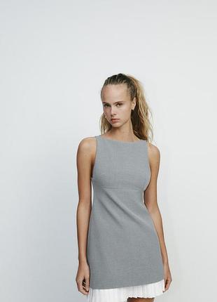 Короткое платье с контрастным поплином zara
