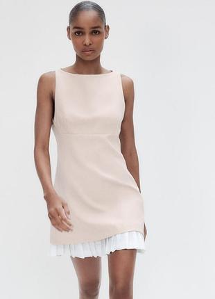 Короткое платье с контрастным поплином zara