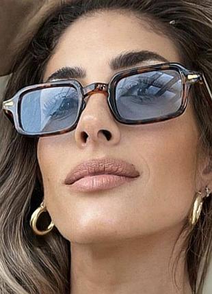 Трендові окуляри черепахові димчасті прямокутні очки сонцезахисні модні стильні