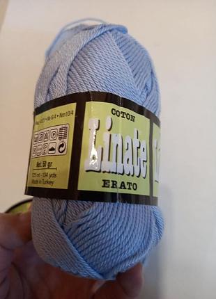 Пряжа бавовняна linate нитки пряжа для в'язання cotton блакитні 3