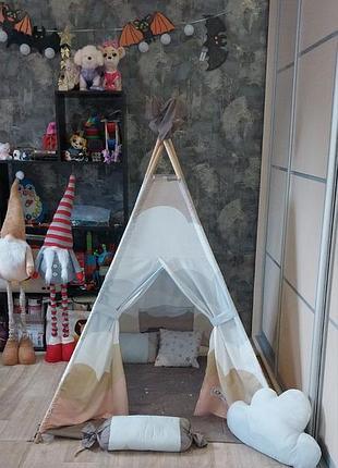 Вігвам-намет дитячий з віконцем та шторкою 115×115×180см