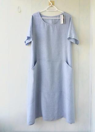 Легкое льняное дизайнерское платье бохо luca vanucci, лен