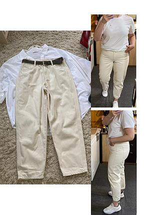 Стильные белые/молочные джинсы мом/бананы,h & m,p.m