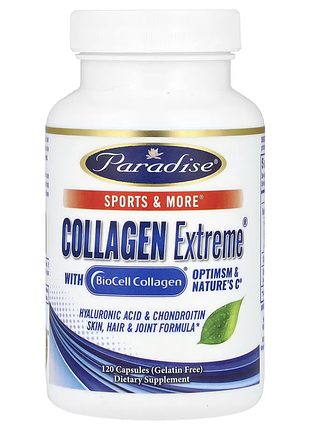 Paradise herbs, collagen extreme з колагеном biocell, optimsm & nature's c, 120 капсул