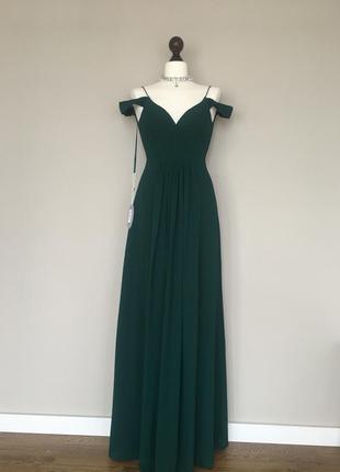 Шовкове брендове плаття в підлогу бренд bariano green dress xxs-xs