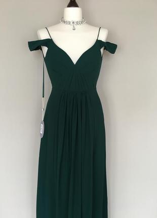 Шелковое брендовое платье в пол бренд bariano green dress xxs-xs3 фото