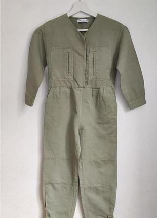 Комбінезон джинсовий zara хакі 2
