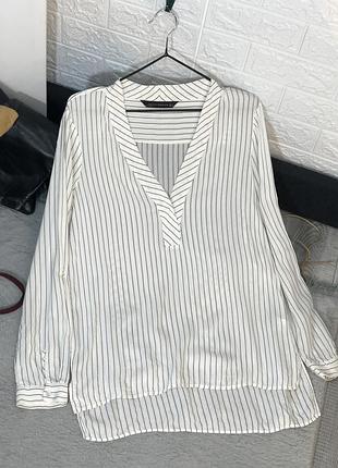 Рубашка коттоновая zara белая рубашка в полоску