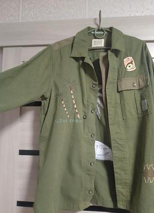 Куртка пиджак хаки с нашивками scotch &soda