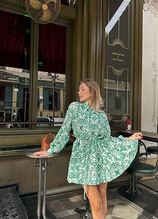 Женское весеннее, элегантное короткое платье в стиле прованс с поясом на талии и длинными рукавами, мини платье на весну-лето