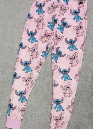 Велюровые пижамные брюки disney stitch &amp; angel, размер xs-s